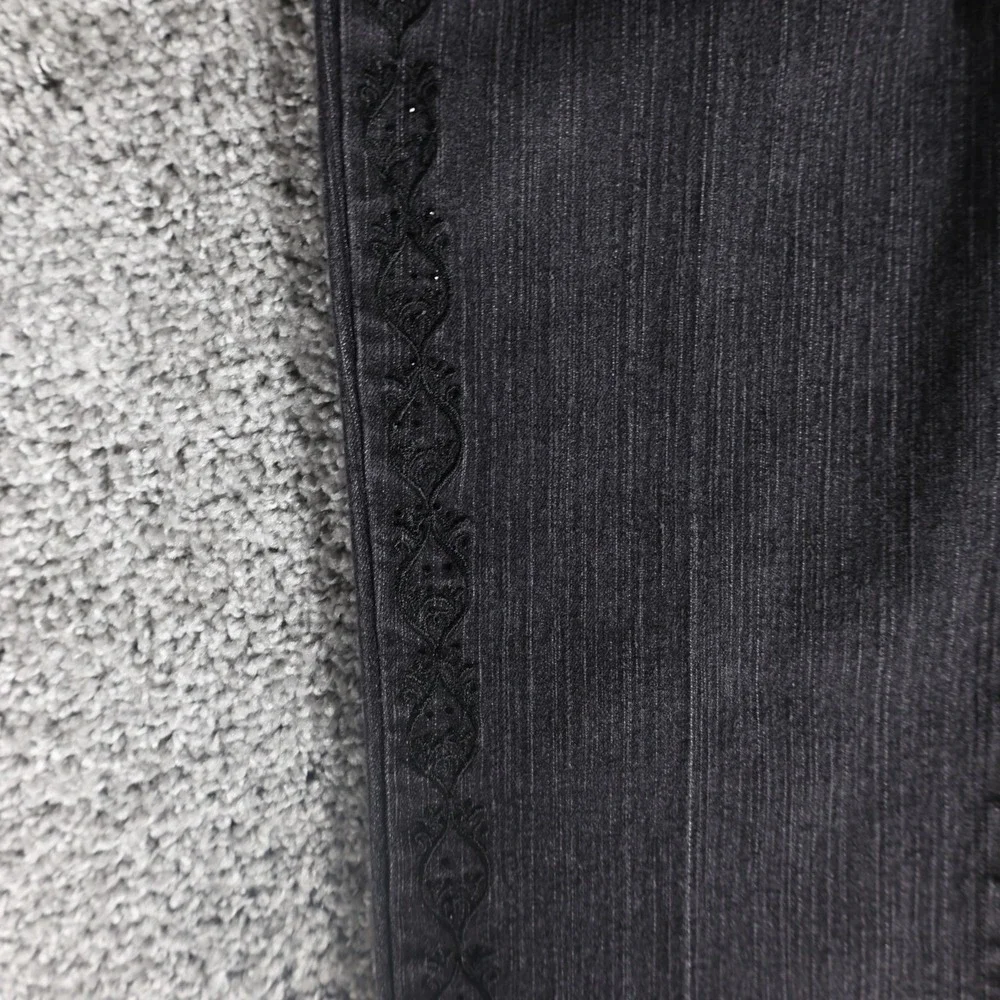 COS Jeans Women's Size 14 Black Embroidered Rhinestone Straight Leg Jeans